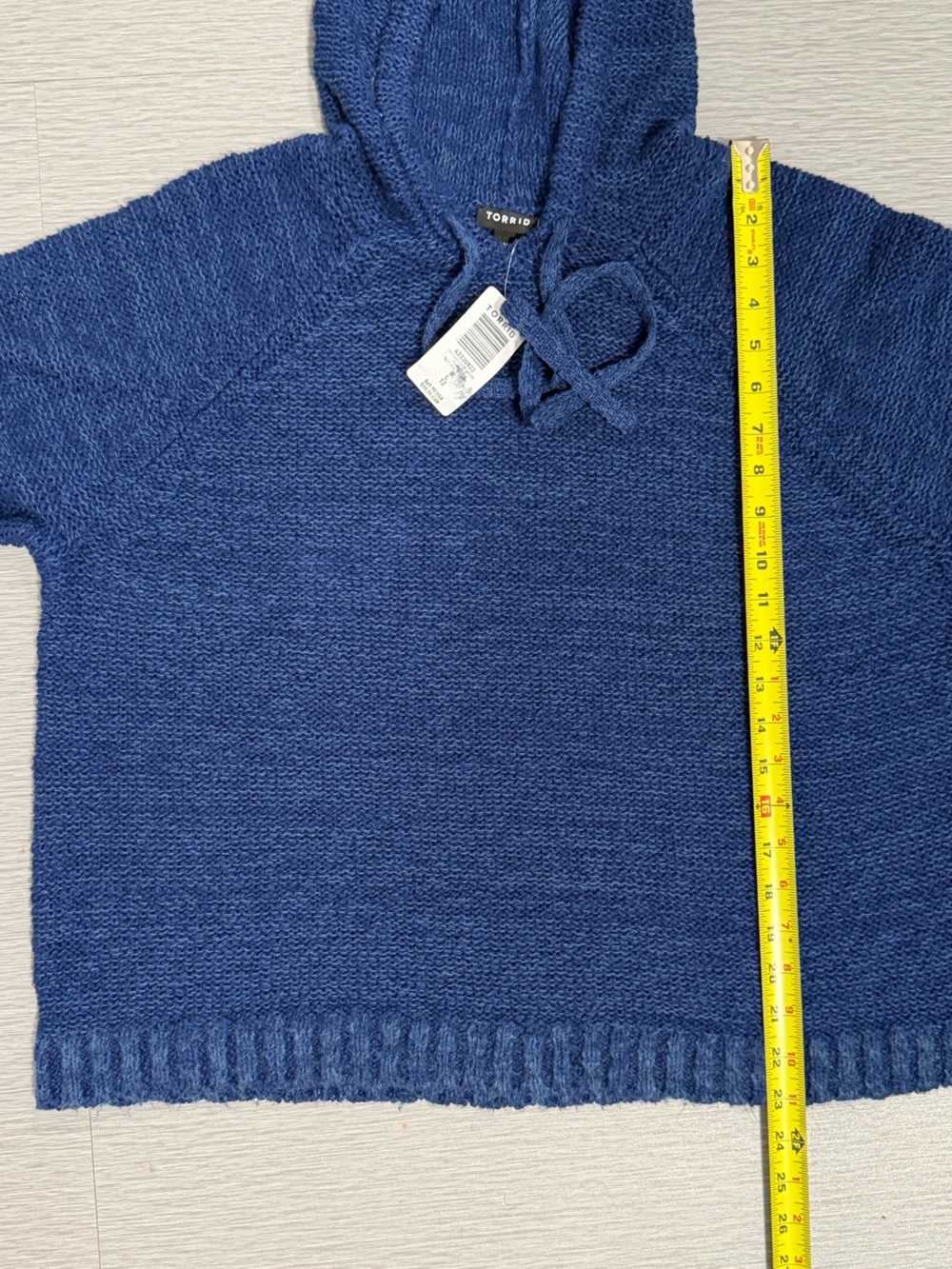 Torrid Textured Boxy Hoodie Sweater Blue 100% Cotton Size 0 (L) NWT - Picture 7 of 9